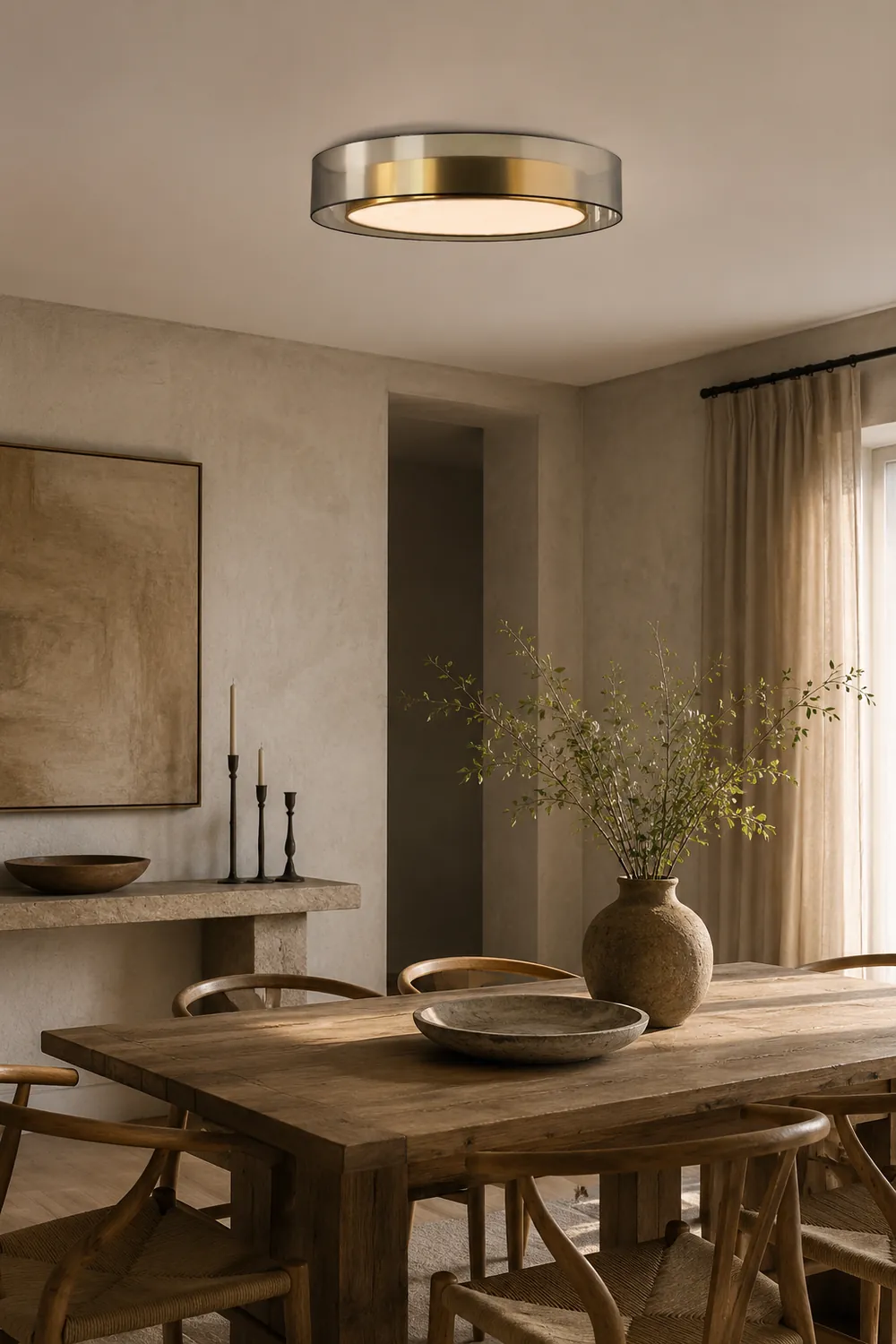 Quinn Nordic Modern Round LED Flush Mount Ceiling Light, Gold - Lumpaz