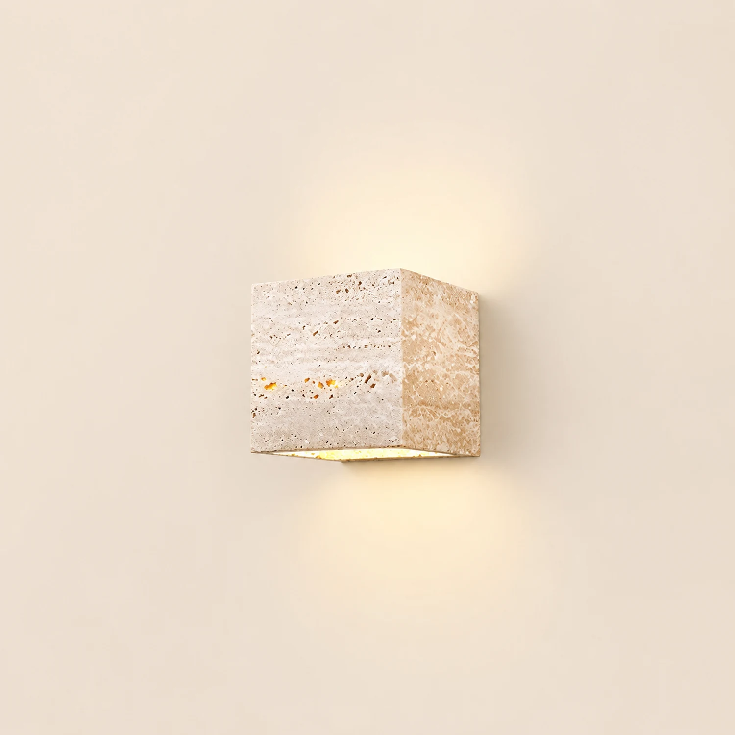 Wabi-Sabi Yellow Travertine LED Wall Sconce - Square/Rectangle - Lumpaz