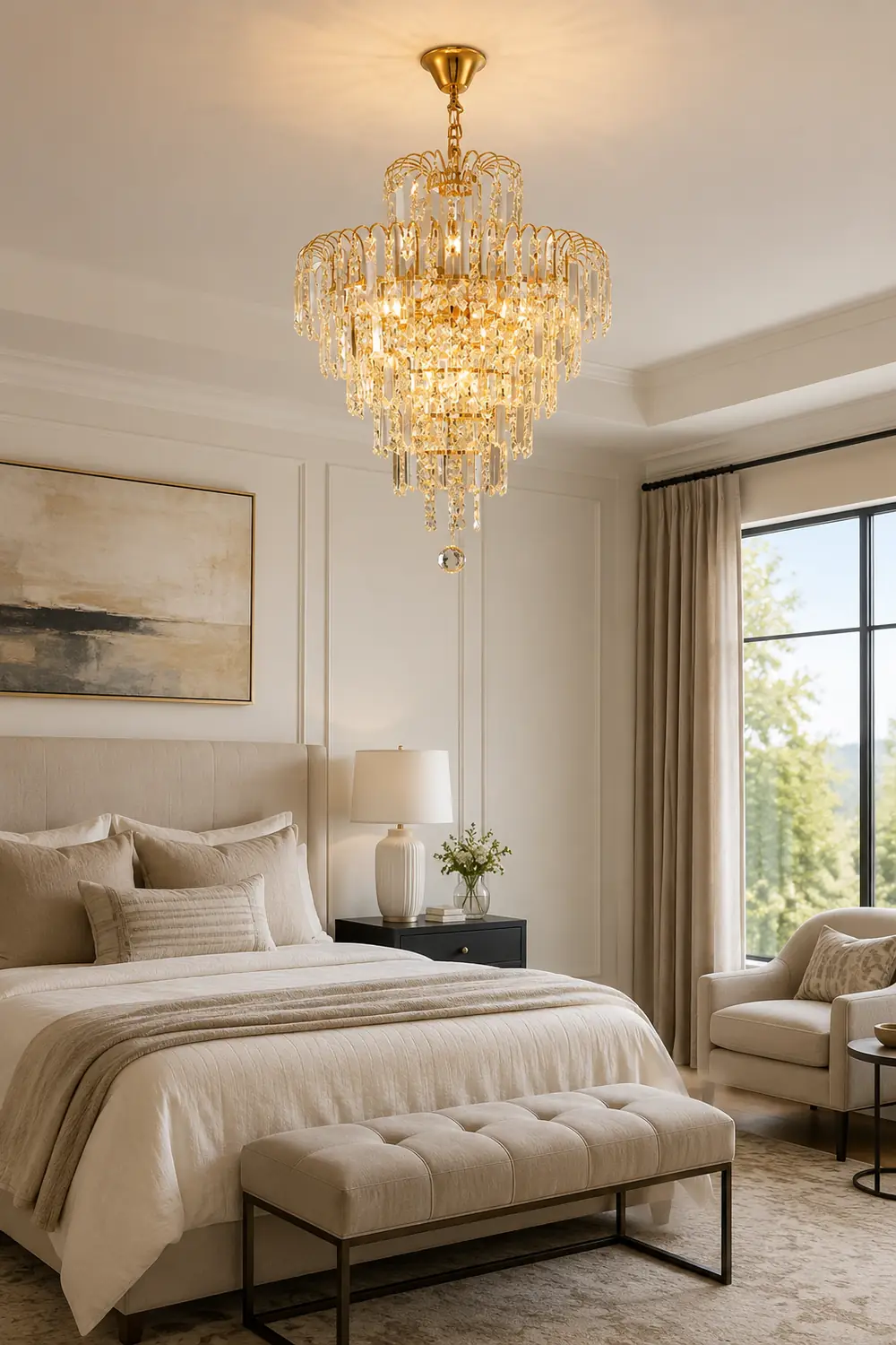 Marilyn Luxury 5 Layers Tassel Crystal Chandelier Gold - Lumpaz