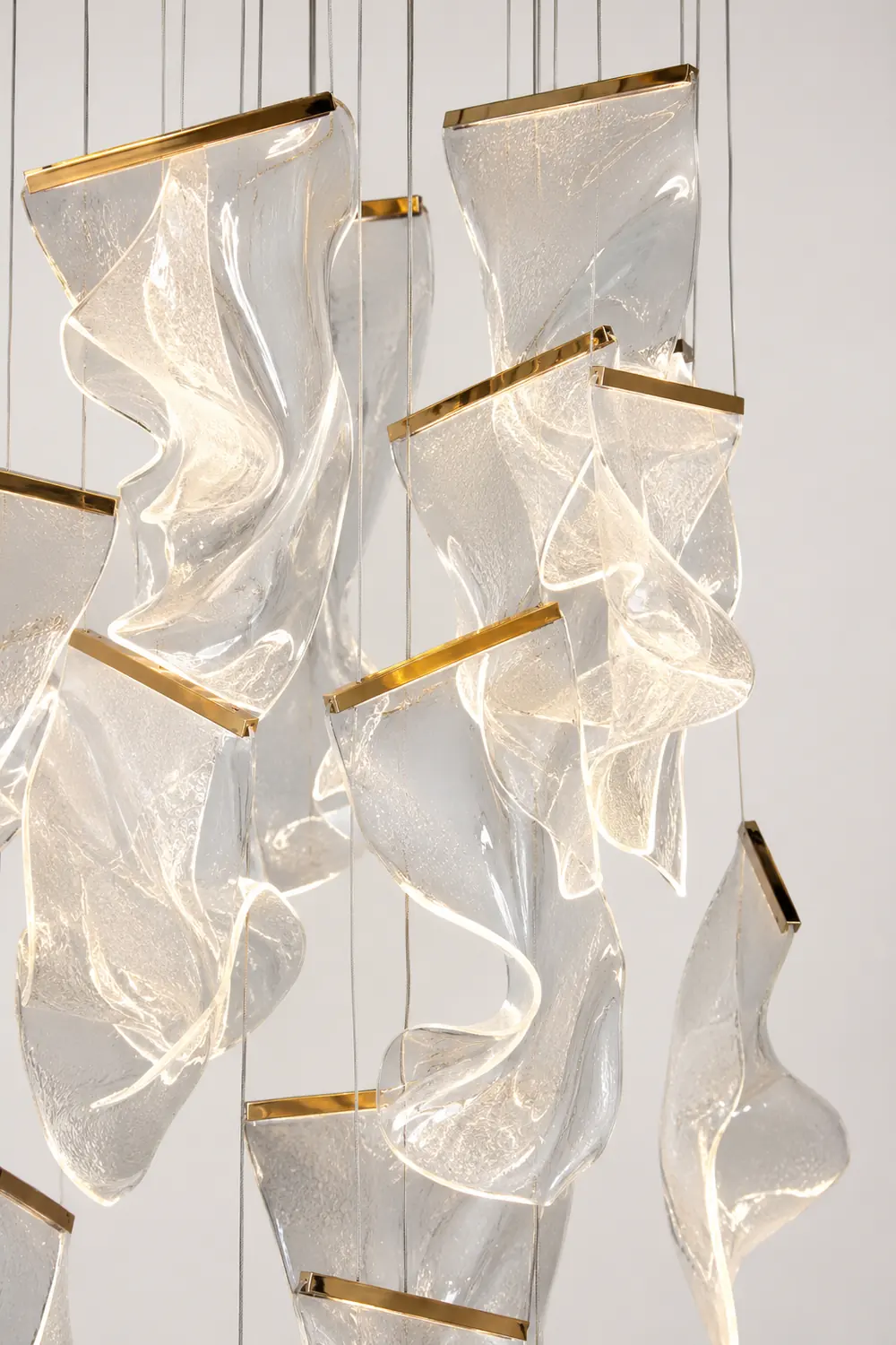 Marylin Artistic Acrylic Silk Chandelier, Gold - Lumpaz