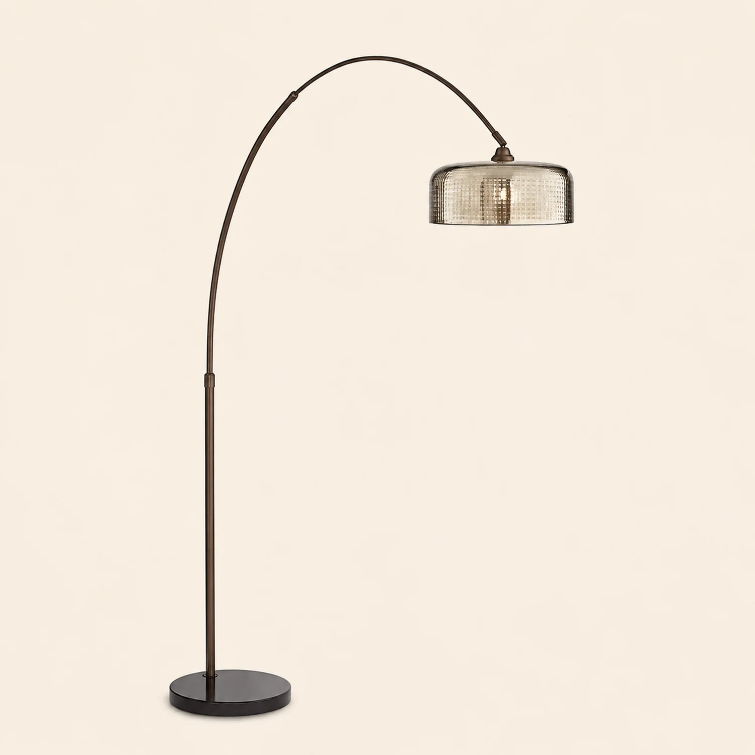 Hailie Retro Brown Curved Floor Lamp, Metal - Lumpaz