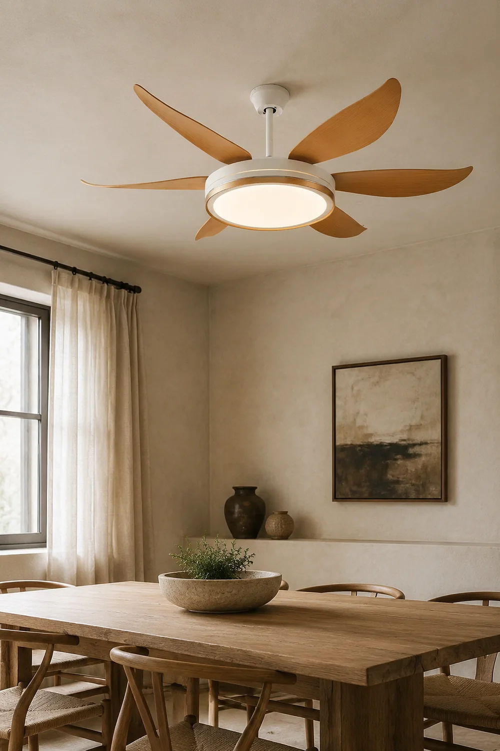 Haydn 6-Blade DC Ceiling Fan with Light, Golden & White, 51''/60'' - Lumpaz