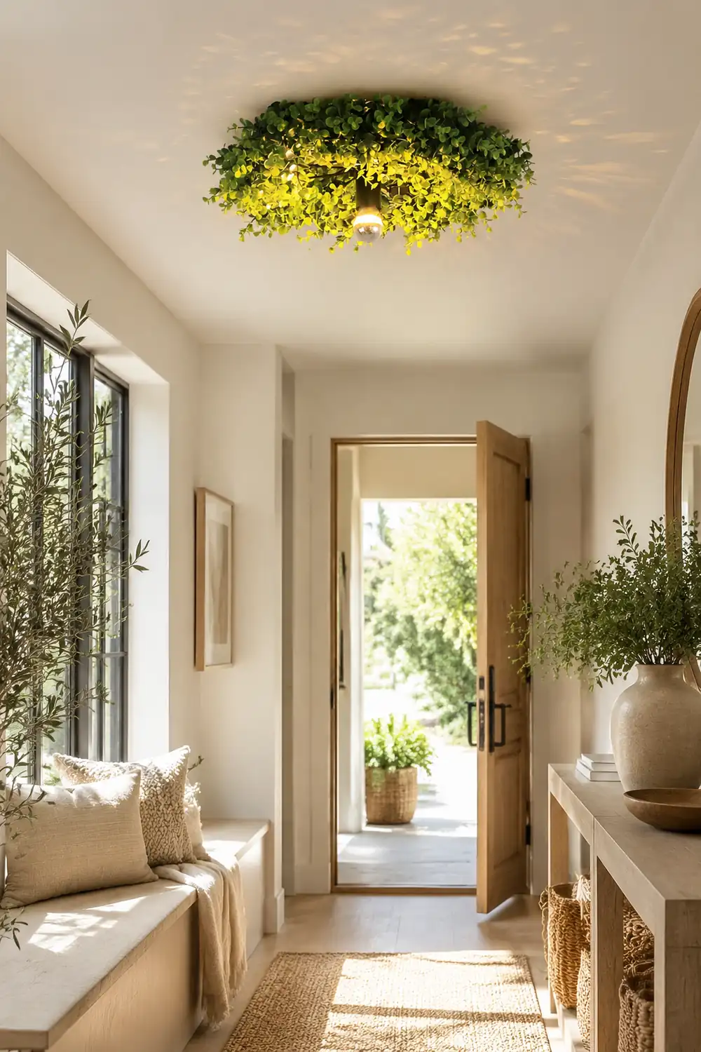 Nest Modern Plant Ceiling Light Green Metal/Glass Living Room - Lumpaz
