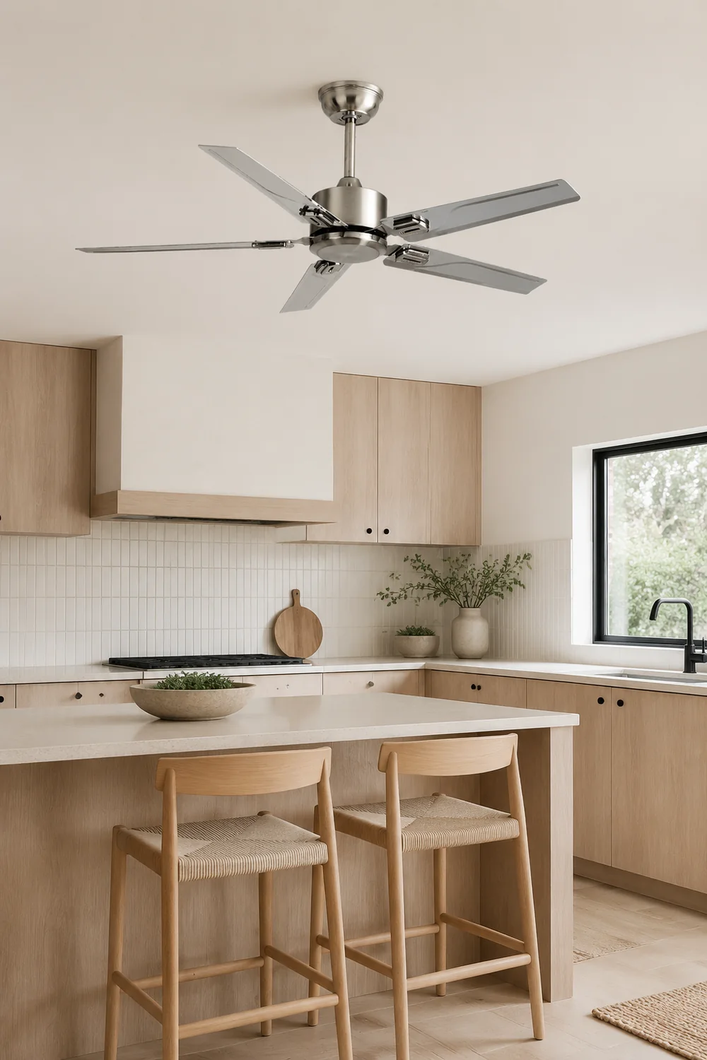 Alessio 5-Blade Industrial Metal DC Ceiling Fan, Summer, 52'' - Lumpaz