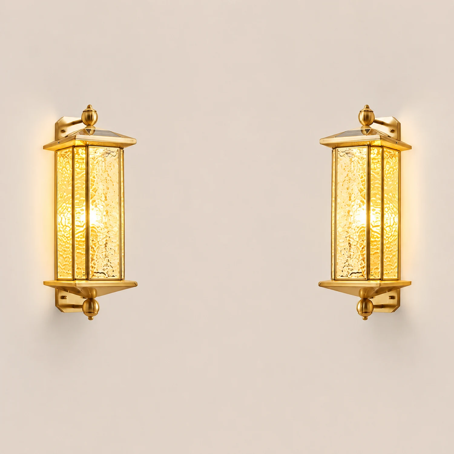 23.62-In. European Copper Dimmable Hardwired/Solar Outdoor Wall Lights - Lumpaz