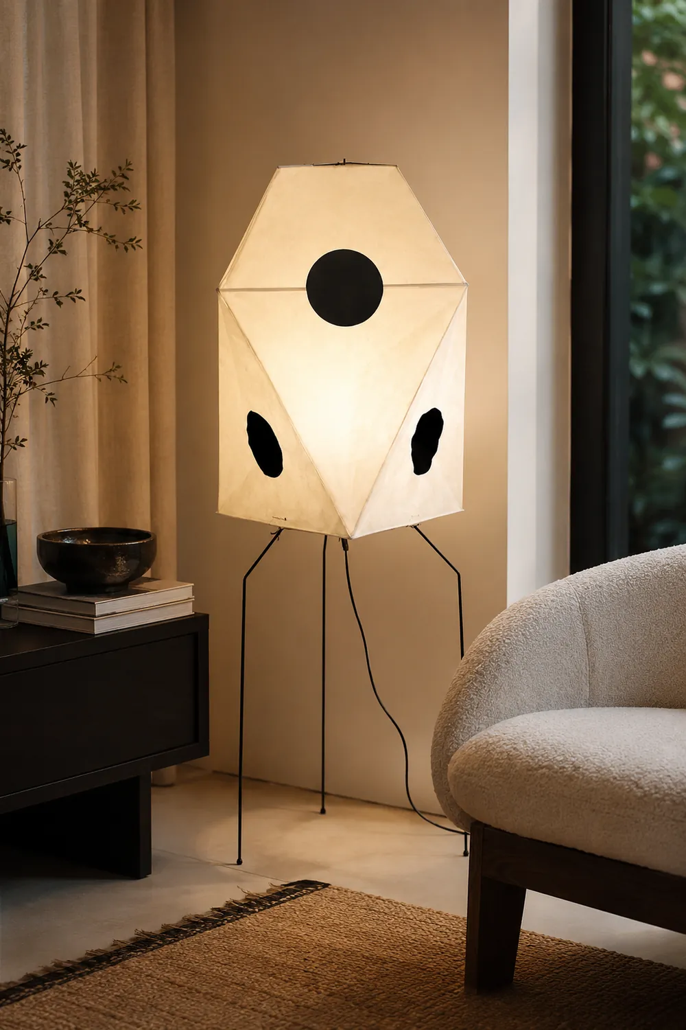Renée Modern Funky Floor Lamp, Artificial Paper/Metal - Lumpaz