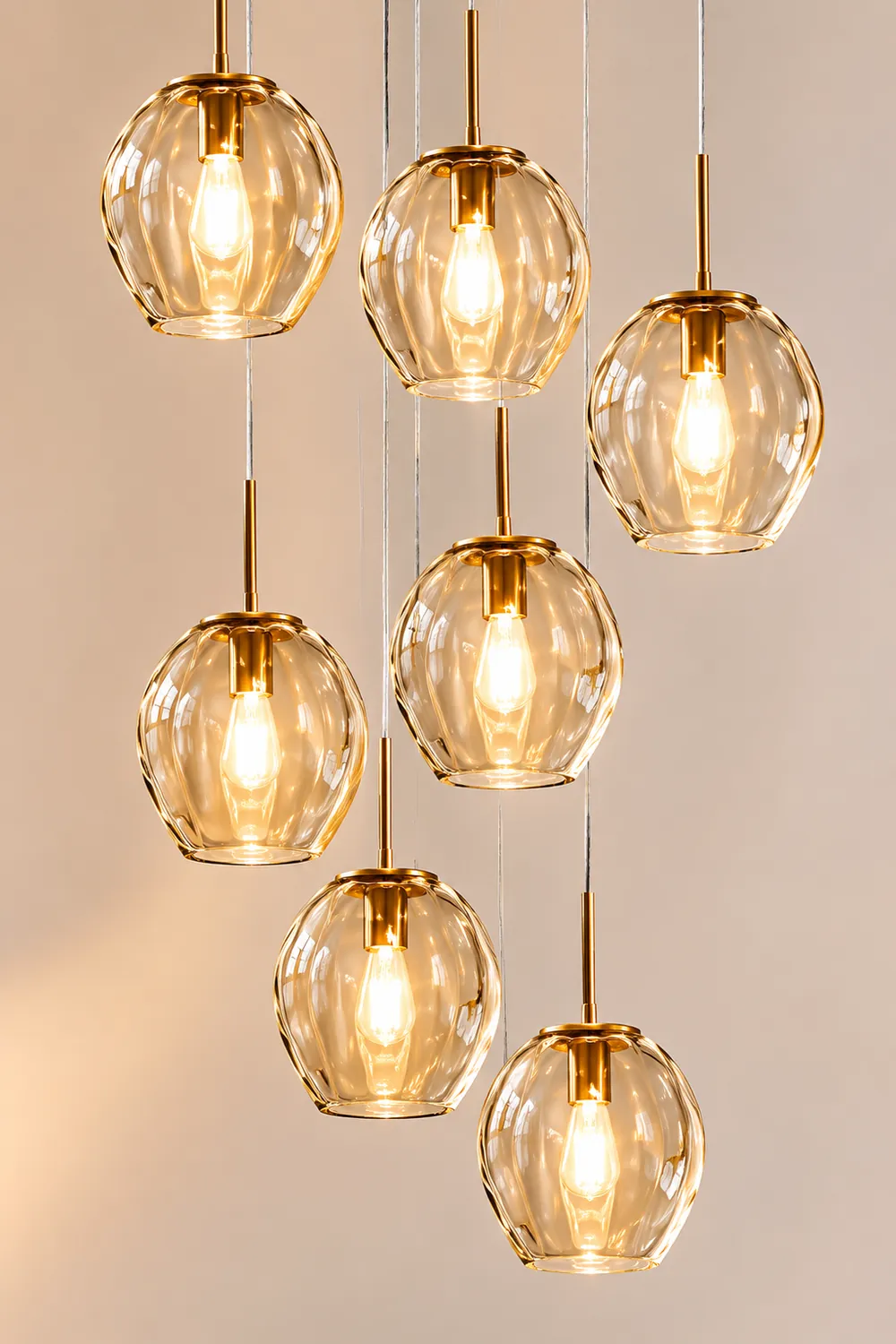 Hailie Modern Ball Glass Chandelier Gold Living Room Staircase - Lumpaz