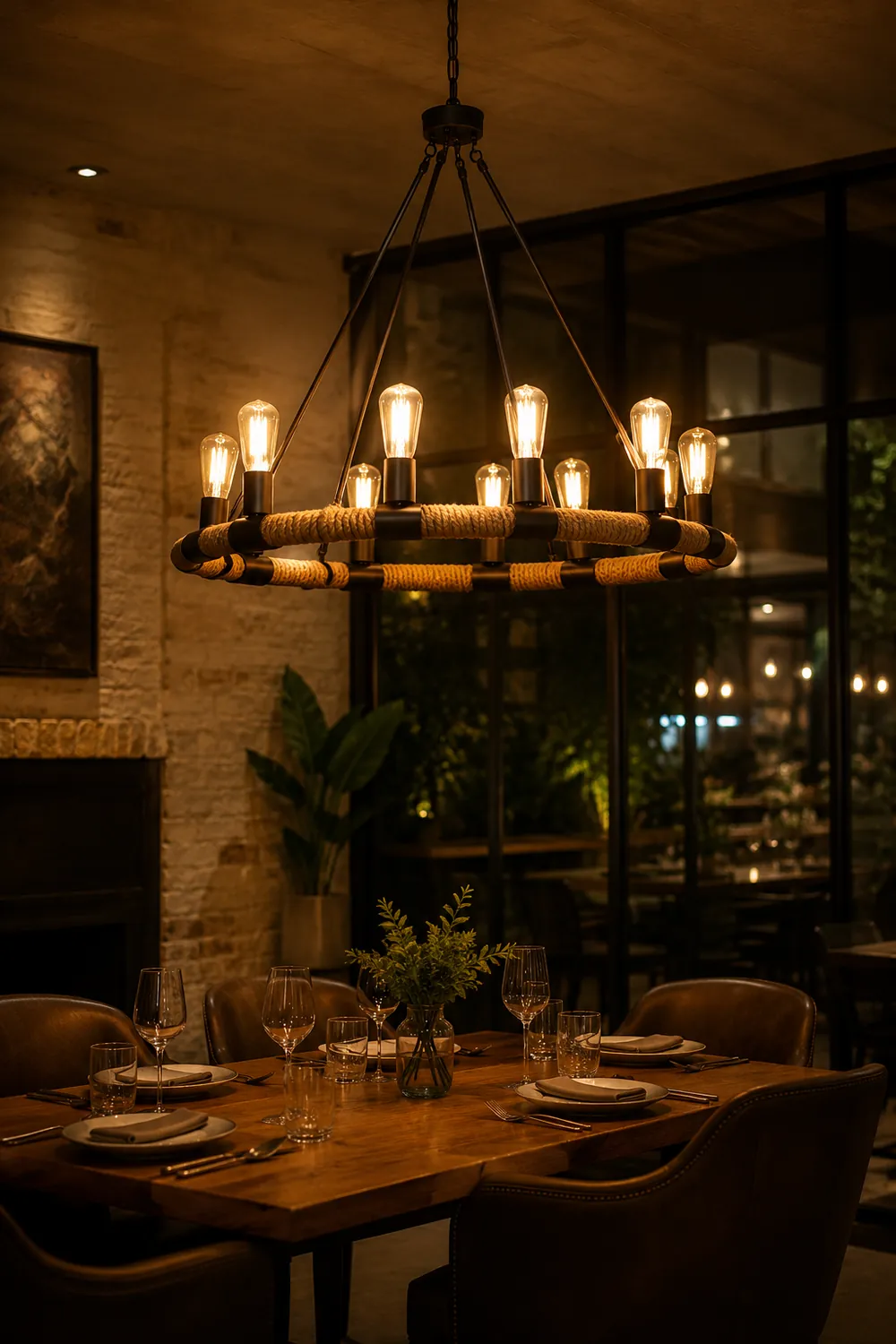 Alessio Retro Industrial Rope Pendant Light, Black - Lumpaz