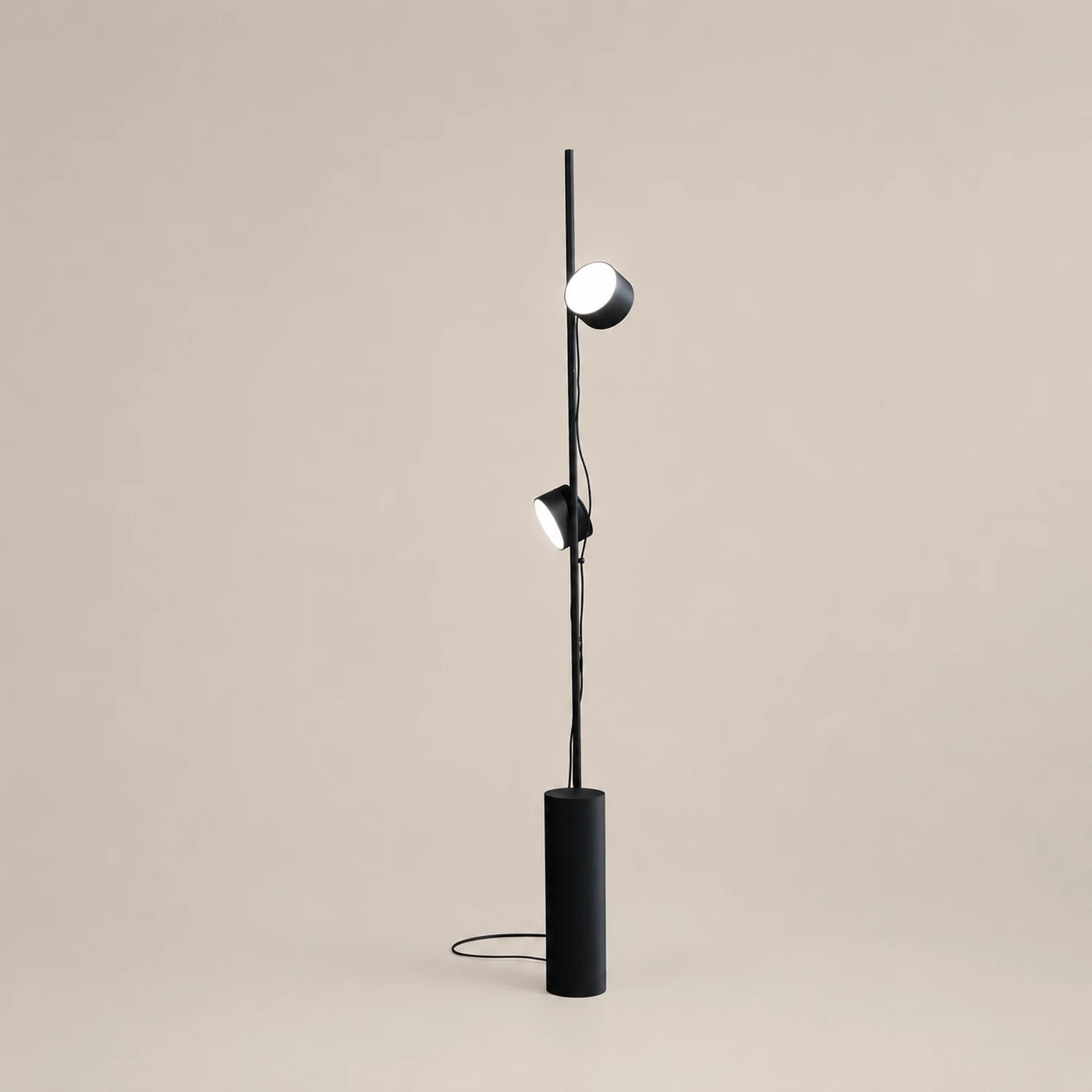 Avi Floor Lamp Cylindrical/Linear Modern, Metal, Black, Bedroom - Lumpaz