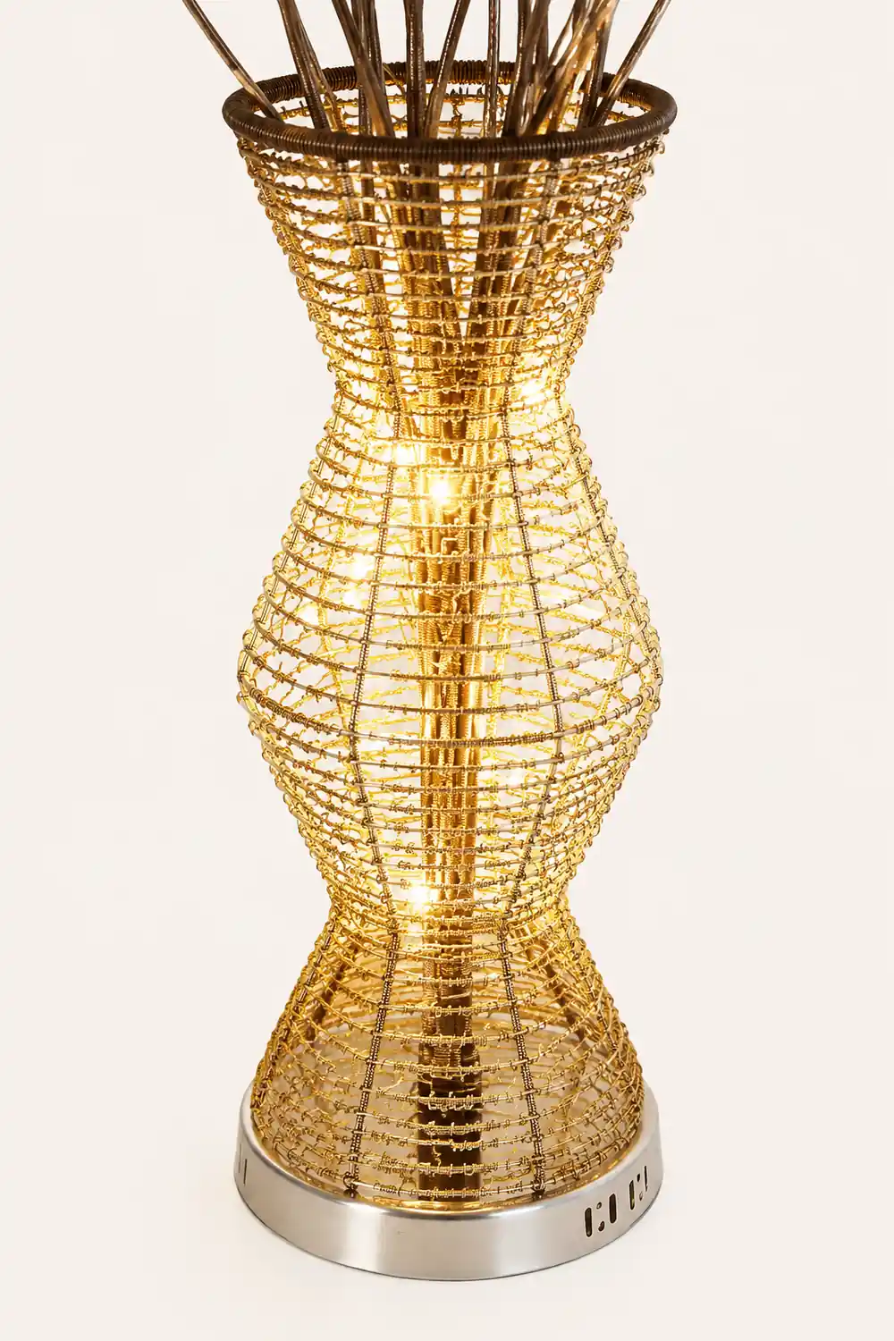 Bella Scandinavian Style Art Deco Handmade Metal Vase Gold Floor Lamp - Lumpaz