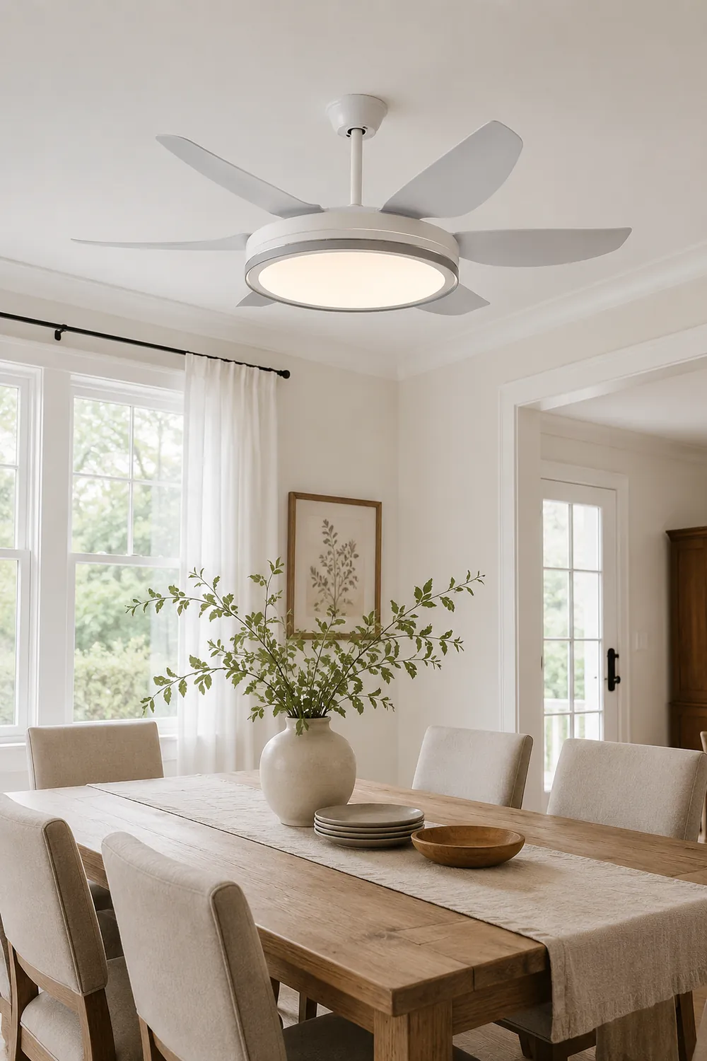 Haydn 6-Blade Modern Basic DC Ceiling Fan with Light, Black & White, 51'' - Lumpaz