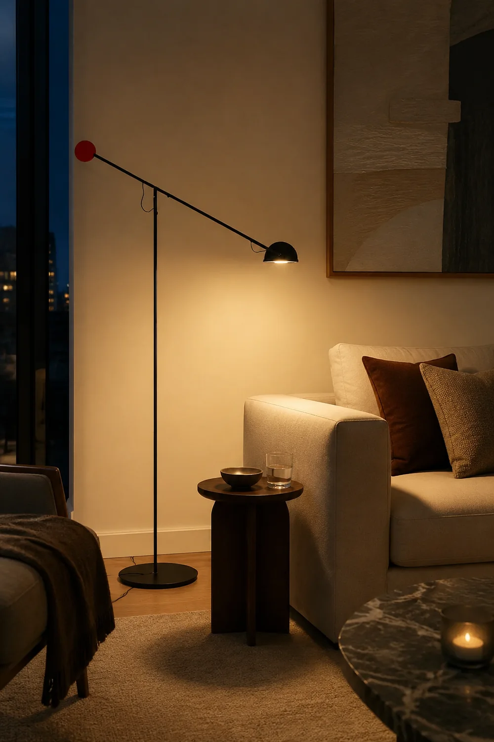Avi Industrial Minimalist Linear Metal Floor Lamp, Black - Lumpaz