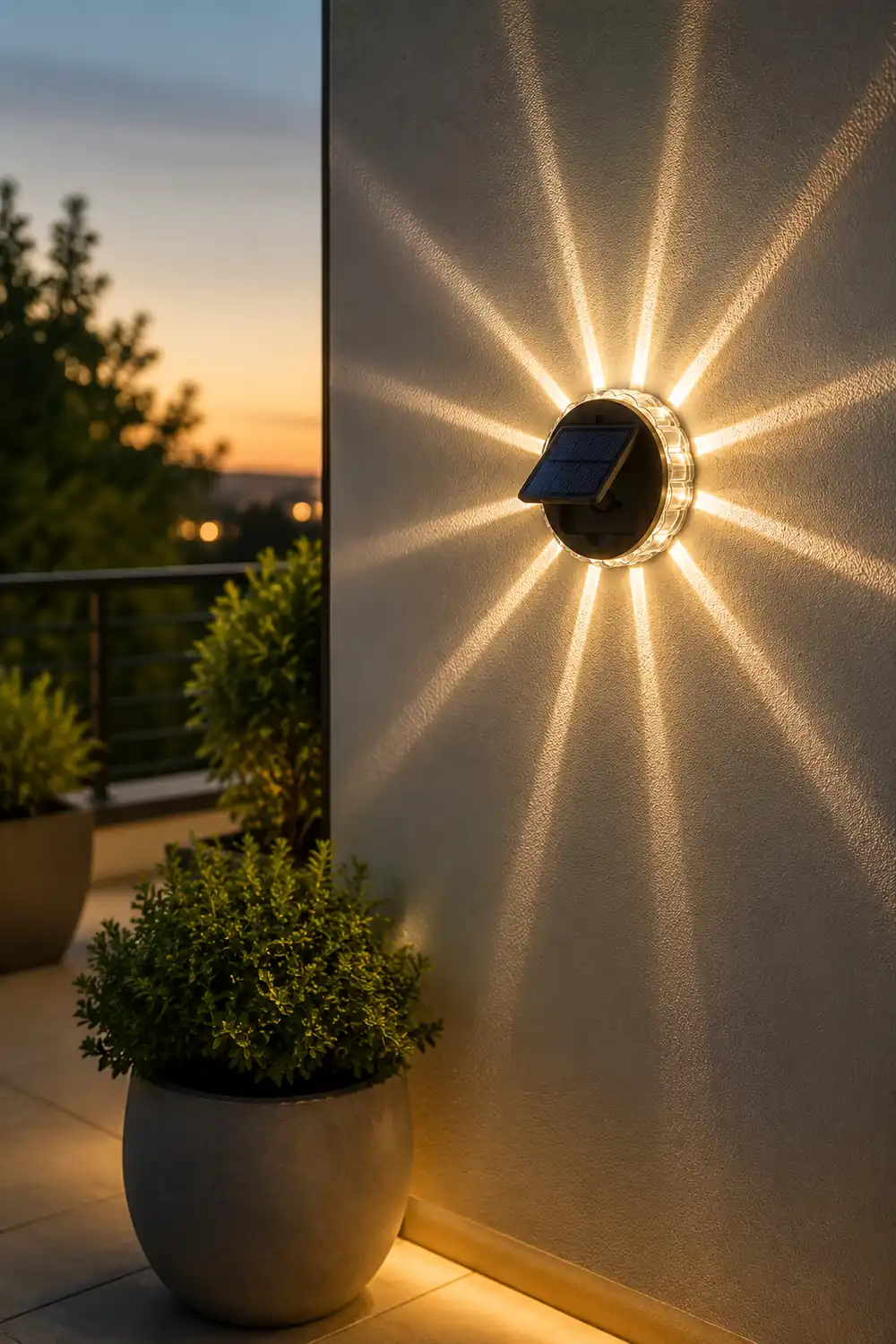 Round 9 LED Solar Petal Wall Light 3 Mode with Remote Outdoor Wall Sconce Lamp Waterproof Wall Mount Lighting - Lumpaz