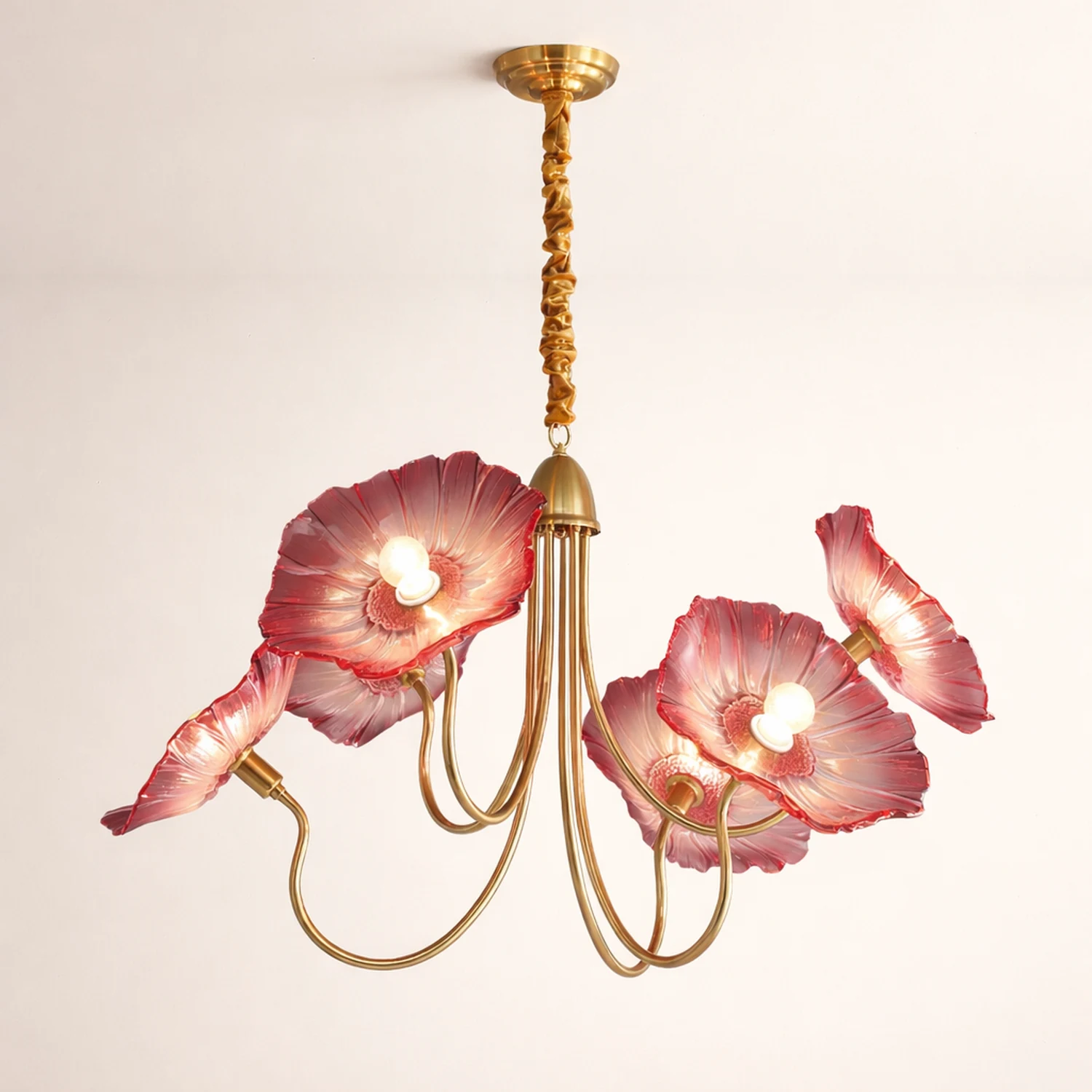 Bella Modern Flower Art Deco Metal/Glass Chandelier Pink Bedroom - Lumpaz