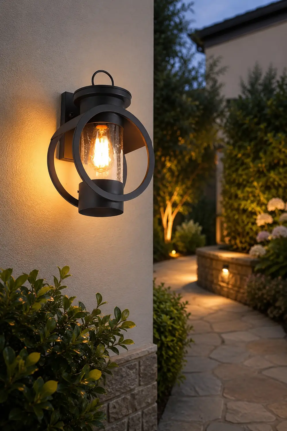 Raindrops Glass 6W LED Edison Lightbulb Black Outdoor Wall Lights - Lumpaz