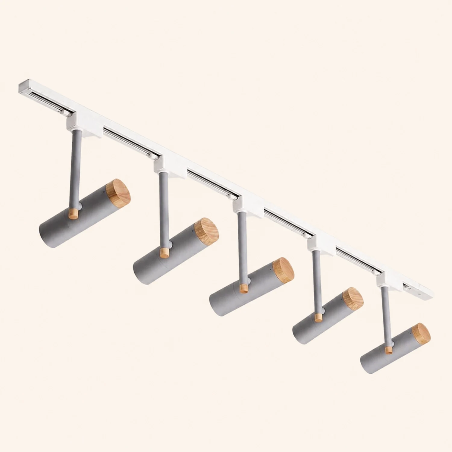 Freja Nordic Minimalist Flush Mount Spotlight with Wood Cap, Black/White/Gray - Lumpaz