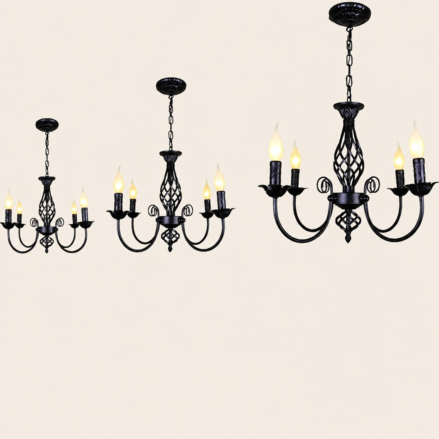 Silva Pendant Light Candle Retro, Metal/Glass, Black/White, Restaurant - Lumpaz