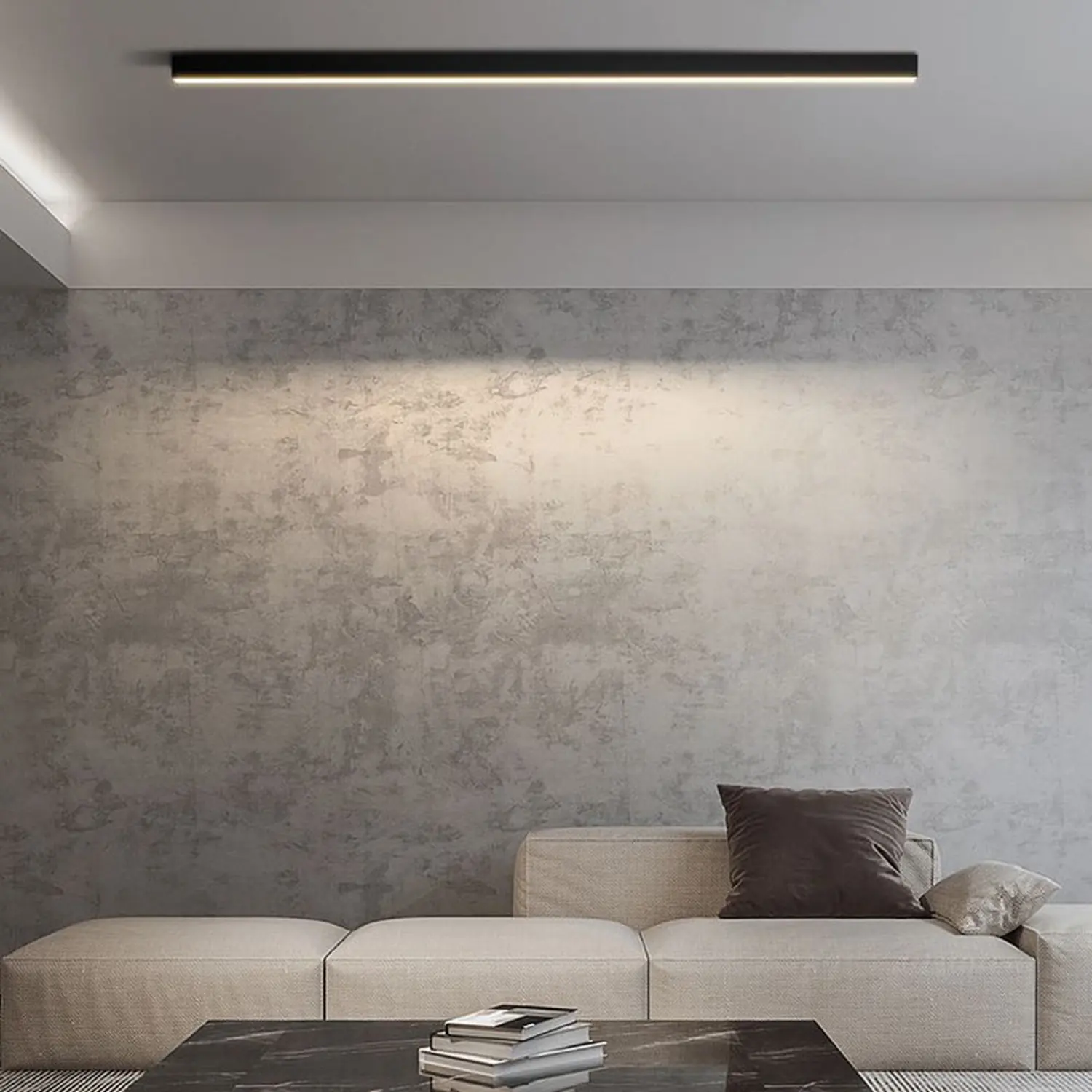 Edge Modern LED Linear Black Metal Flush Mount Ceiling Light - Lumpaz