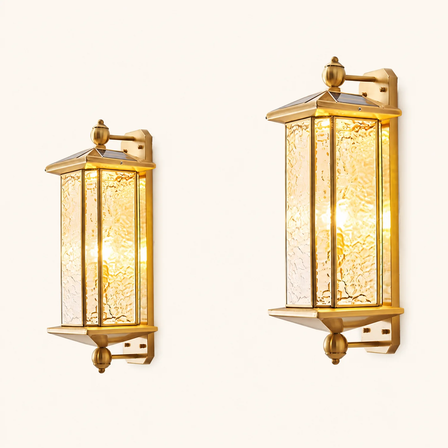 23.62-In. European Copper Dimmable Hardwired/Solar Outdoor Wall Lights - Lumpaz