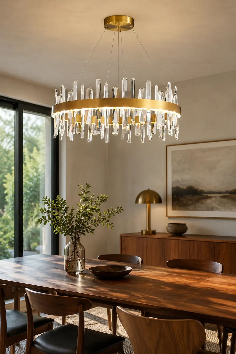 Marylin Modern Crystal Ring Chandelier, Stainless Steel & Crystal - Lumpaz