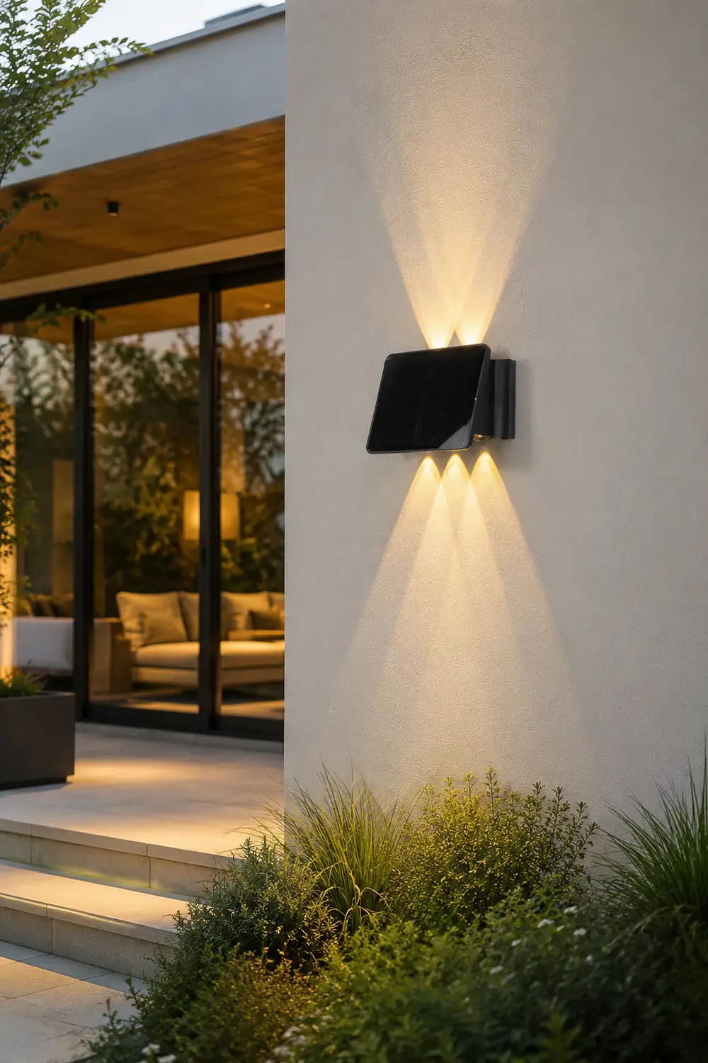 Up and Down Lighting LED Waterproof Black Modern Solar Wall Lights - Lumpaz
