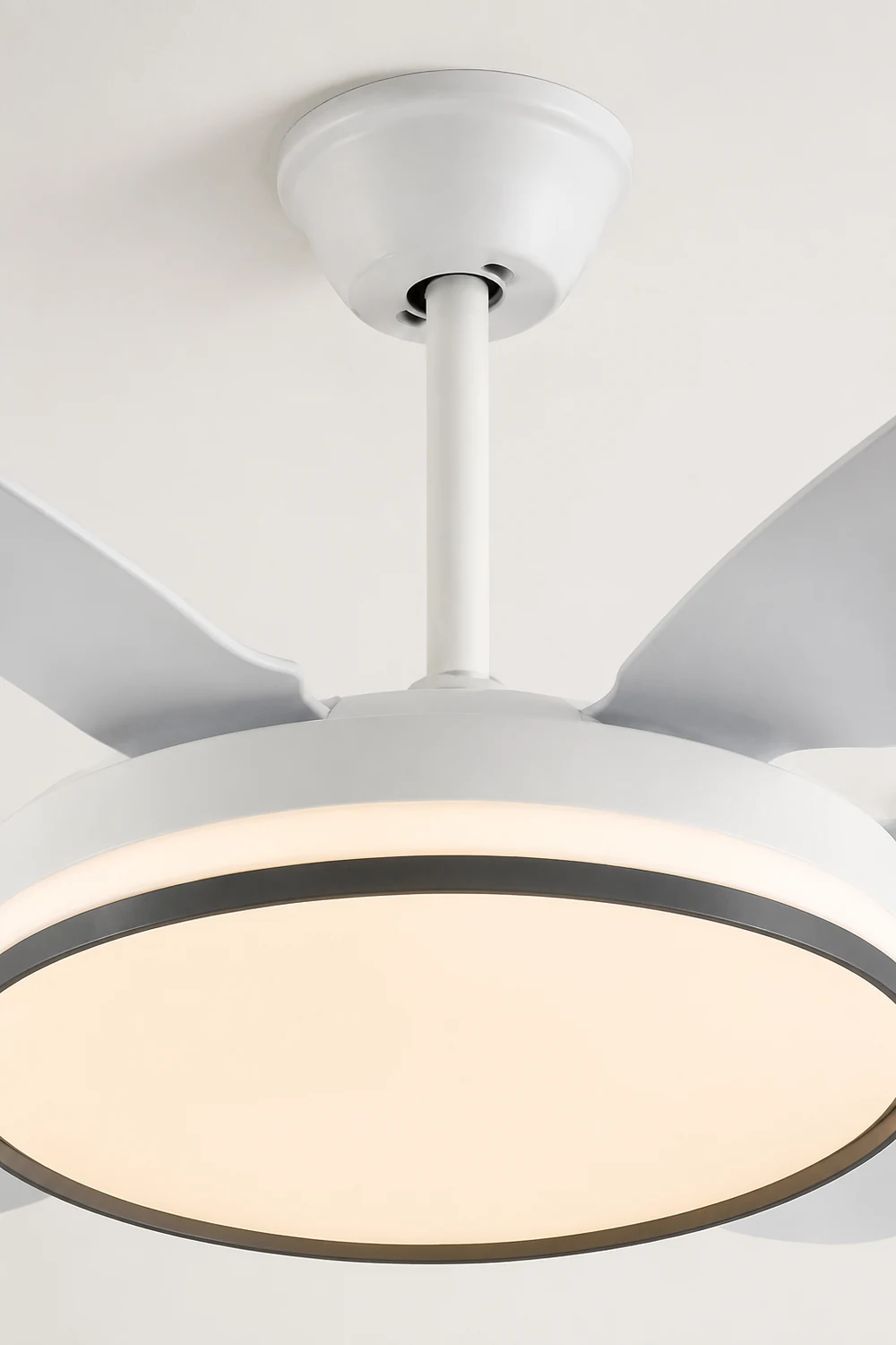 Haydn 6-Blade DC Ceiling Fan with Light, Black & White, 51'' - Lumpaz