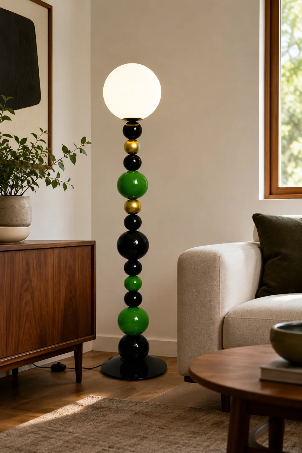 Morandi  Modern Ball Metal Colorful  Floor Lamp, Red/Green - Lumpaz