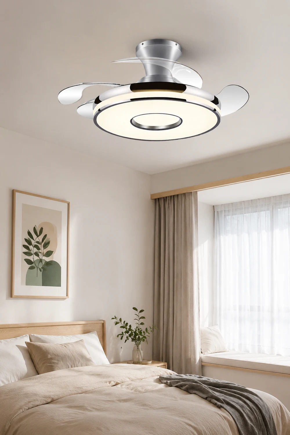 Quinn Ceiling Fan with Light, 2 Color, L 35.8"/42.5"/48" - Lumpaz