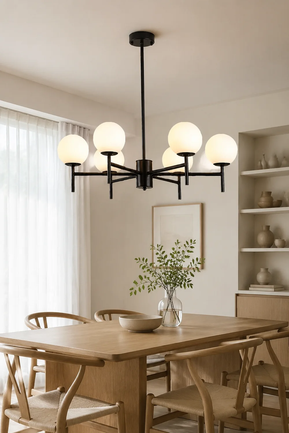 Valentina Modern Ball Glass/Metal Chandelier, Black/Gold - Lumpaz