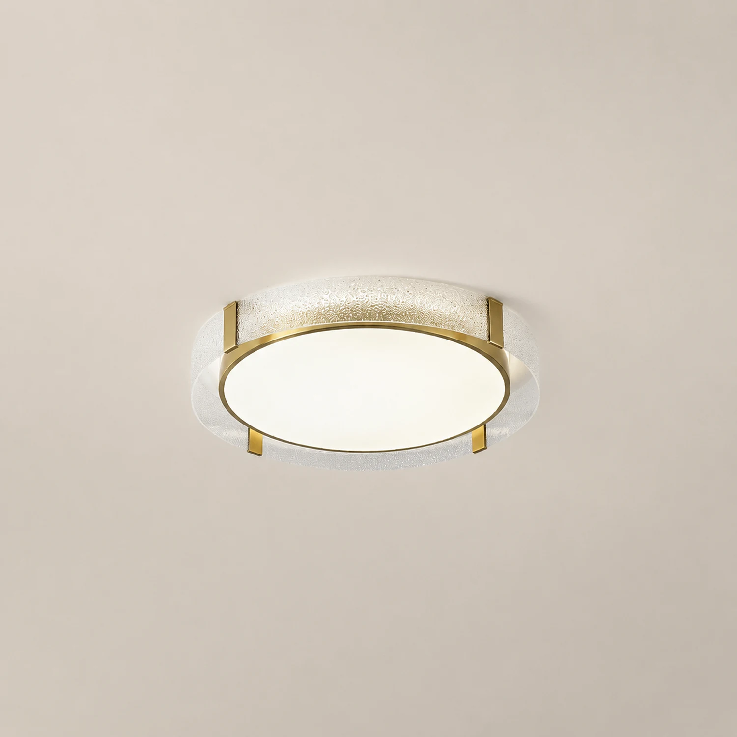 Quinn Modern Round Metal/Glass Flush Mount Ceiling Light, Gold - Lumpaz