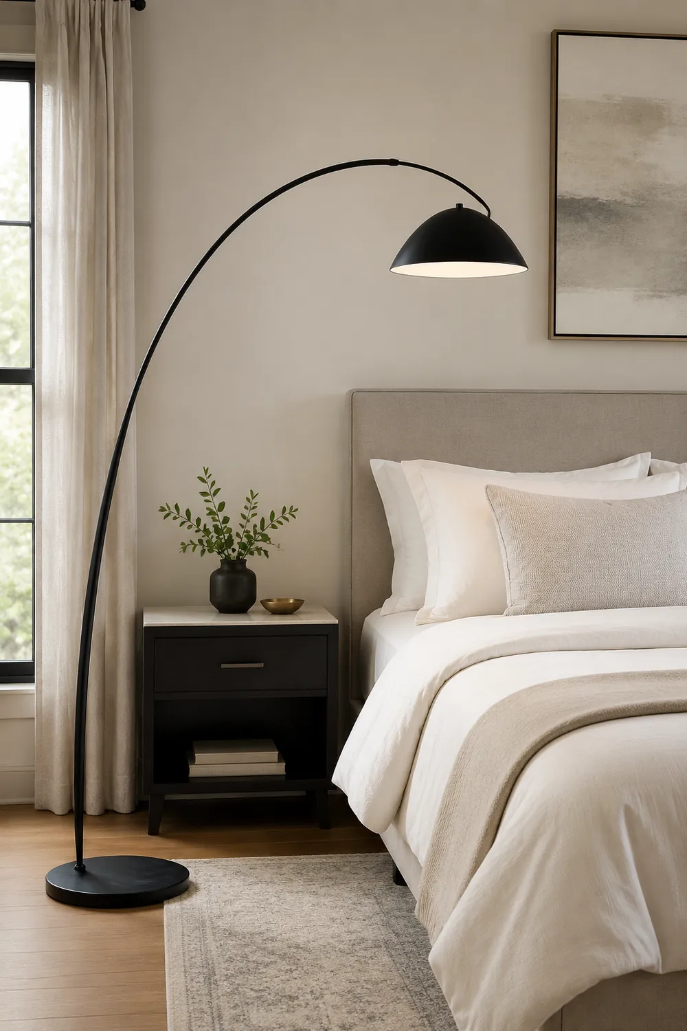 Avi Modrn Fishing Rod Metal Floor Lamp, Black - Lumpaz