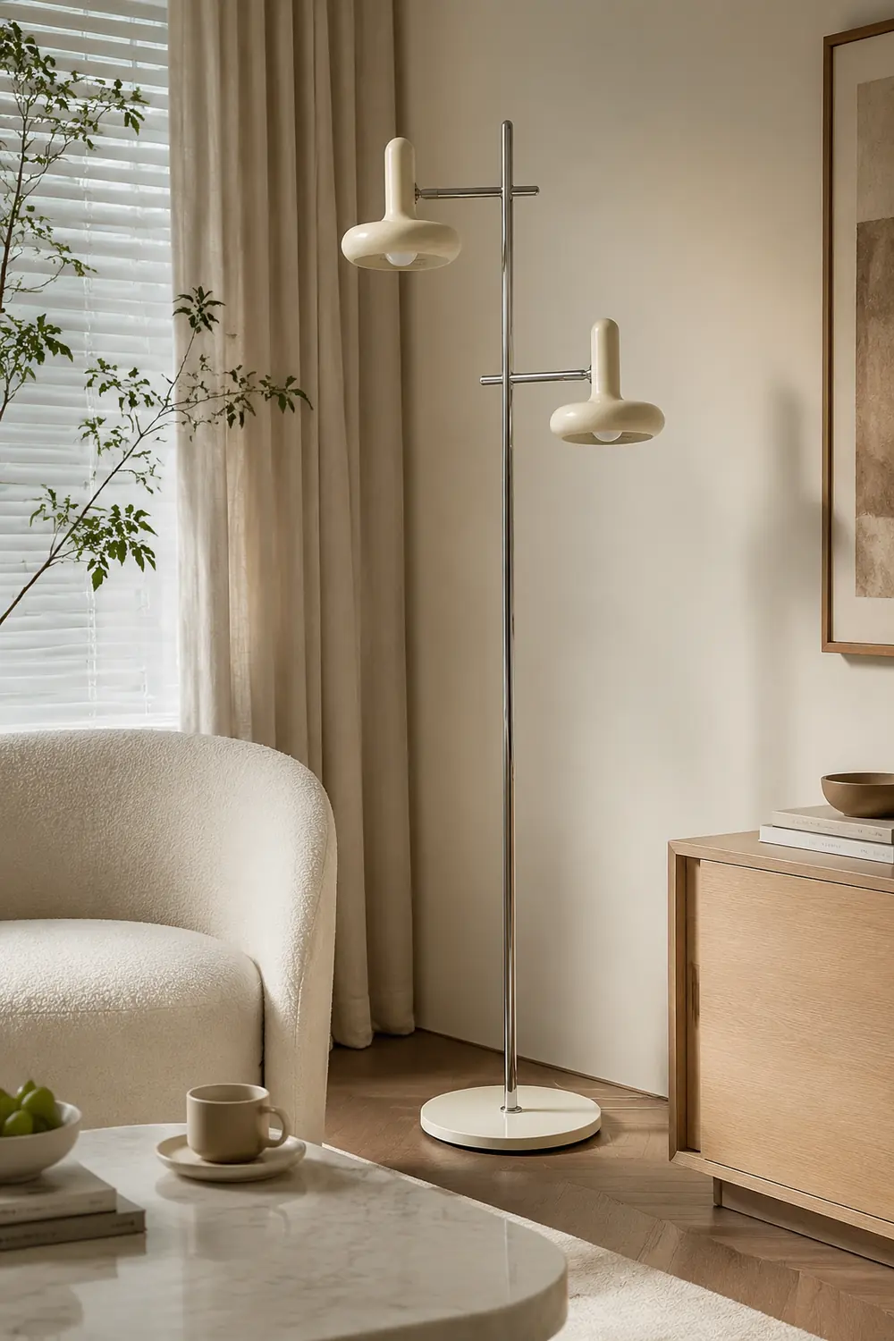 Carins Modern Nordic Minimalist Metal Rotable Floor Lamp, White - Lumpaz