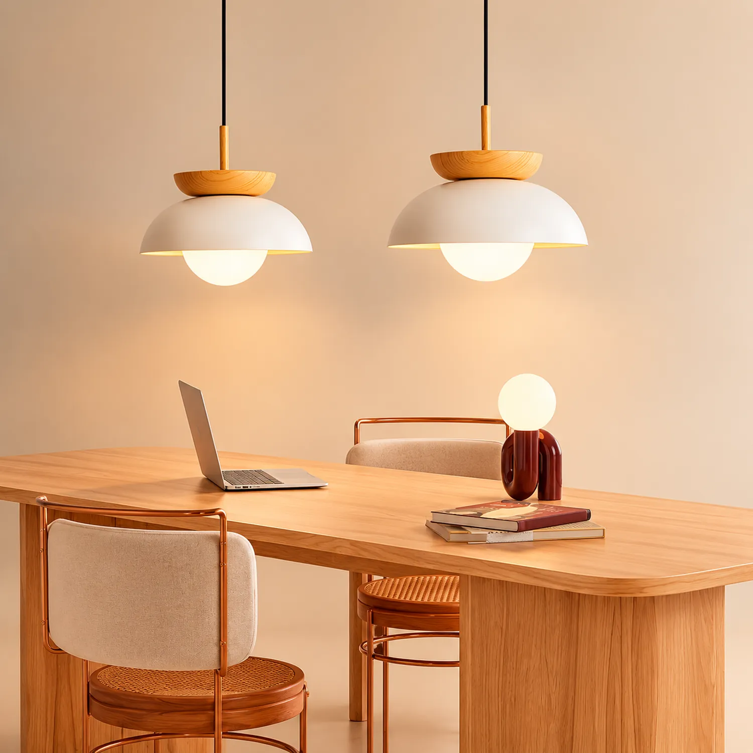 Ozawa Nordic Pendant Lights Wood/Metall Black Kitchen Balcony - Lumpaz