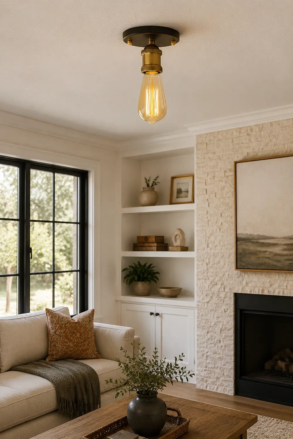 Alessio Retro Vintage Bulb Semi-Flush Mount Ceiling Light - Lumpaz