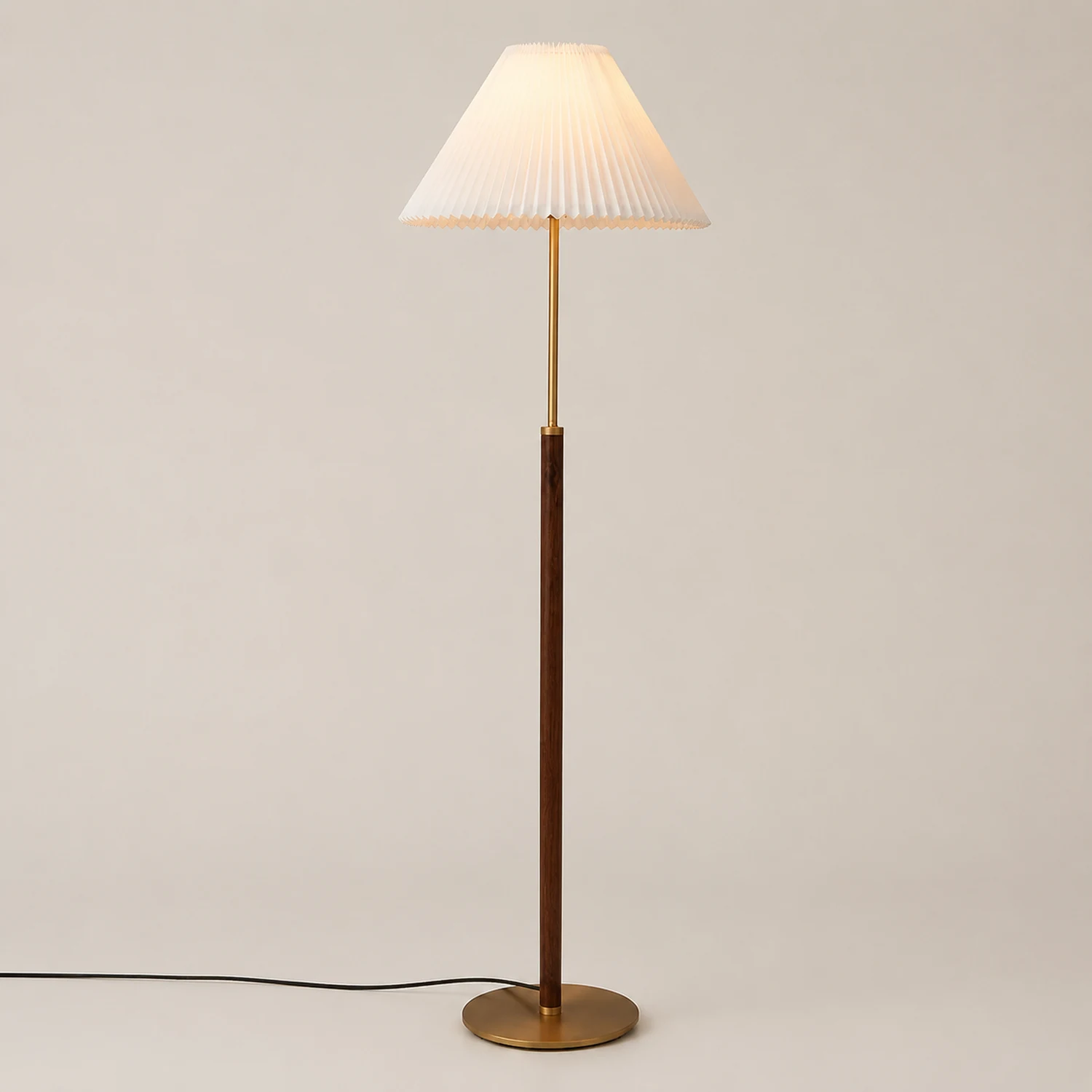 Ozawa Simple Walnut/Metal/Fabric, Table/Floor Lamp, Living Room - Lumpaz