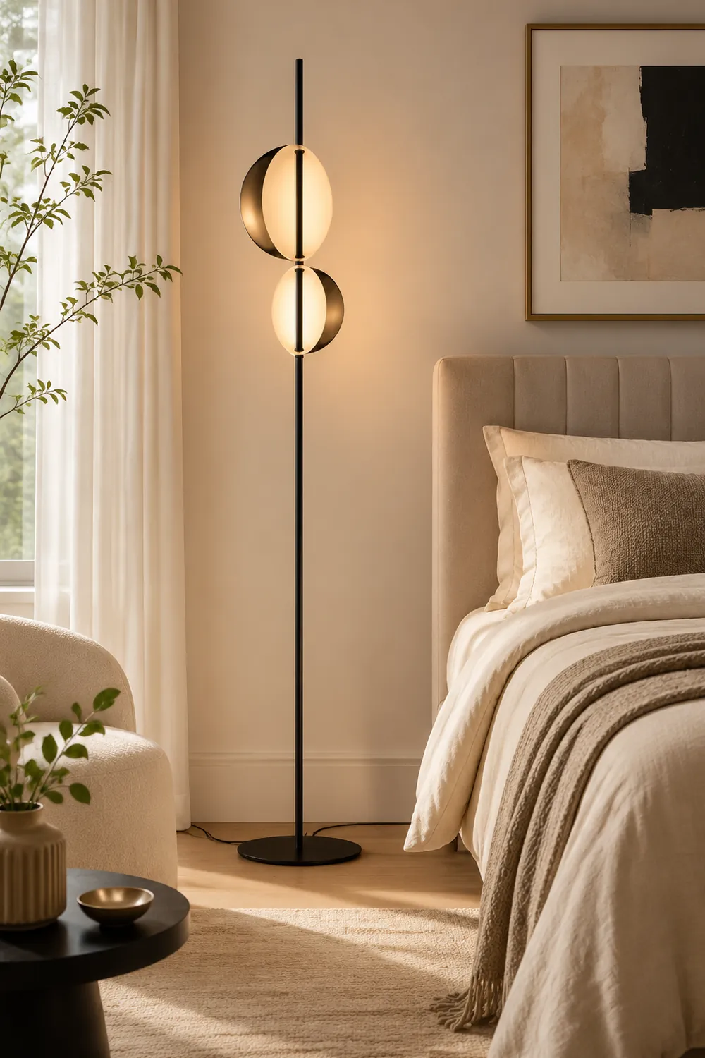 Salgado Modern Minimalist Metal Floor Lamp, Black/Gold - Lumpaz