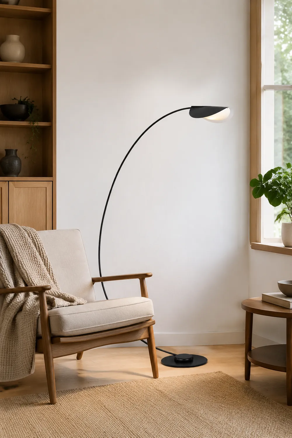 Edge Modern Arch Metal Floor Lamp, Black Bedroom/Living Room - Lumpaz