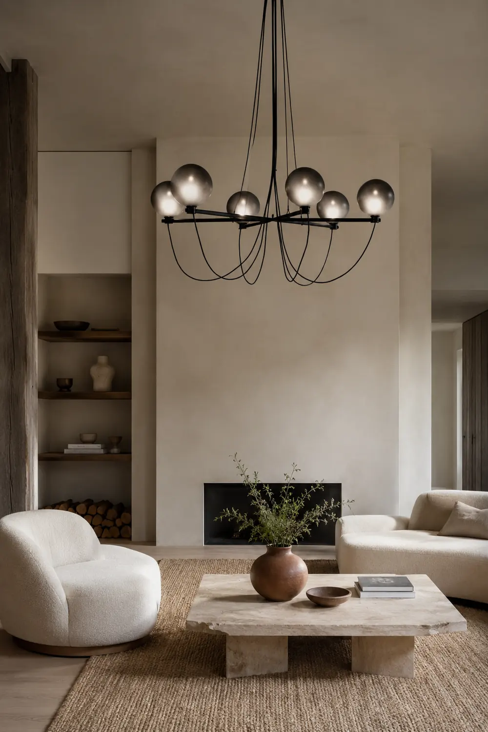 Valentina Nordic Modern Glass Ball Chandelier, Smoke Gray/Blue - Lumpaz