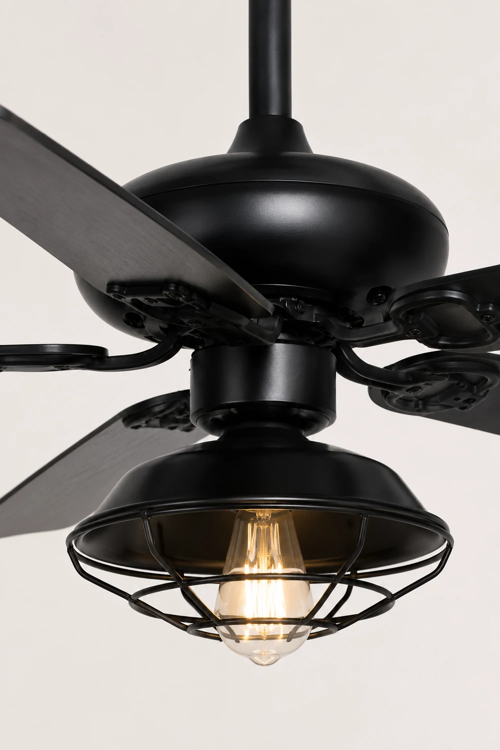 Alessio Industrial 5-Blade Black Ceiling Fan with Light, 4 Style, DIA 42.1'' - Lumpaz