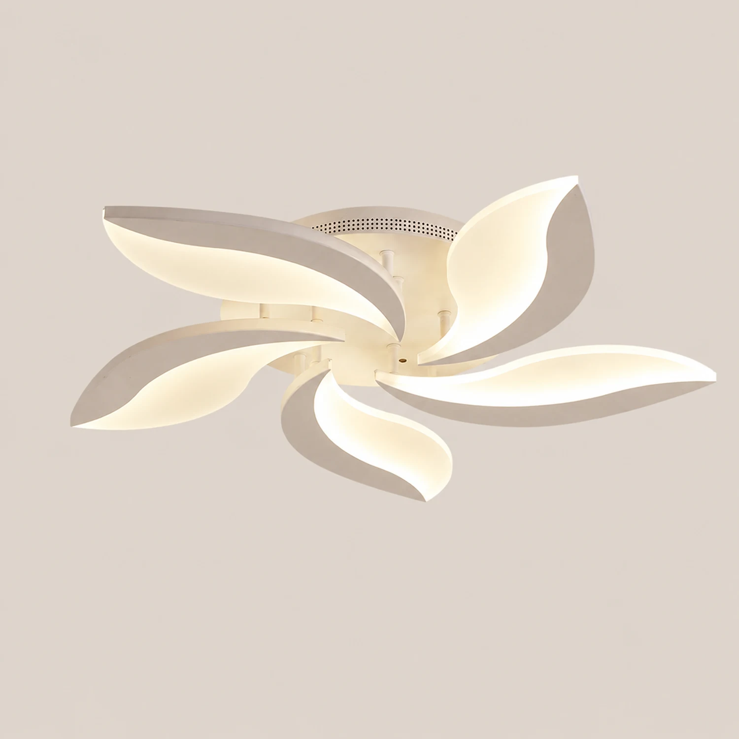 Hana Minimalist Art Deco Flower Flush Mount Ceiling Light, White, Living Room - Lumpaz