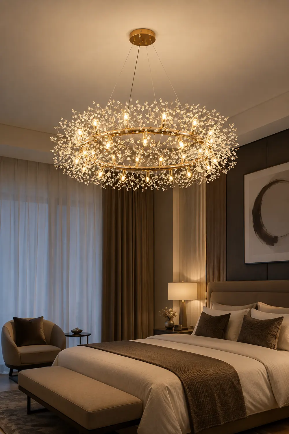 Lili Modern Dandelion LED Pendant Light Gold Metal/Crystal Bedroom/Living Room - Lumpaz