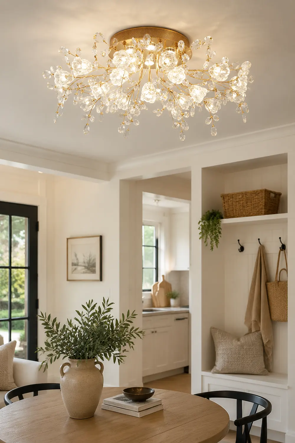 Lili Art Deco Elegant Flower Flush Mount Ceiling Lights, Gold - Lumpaz