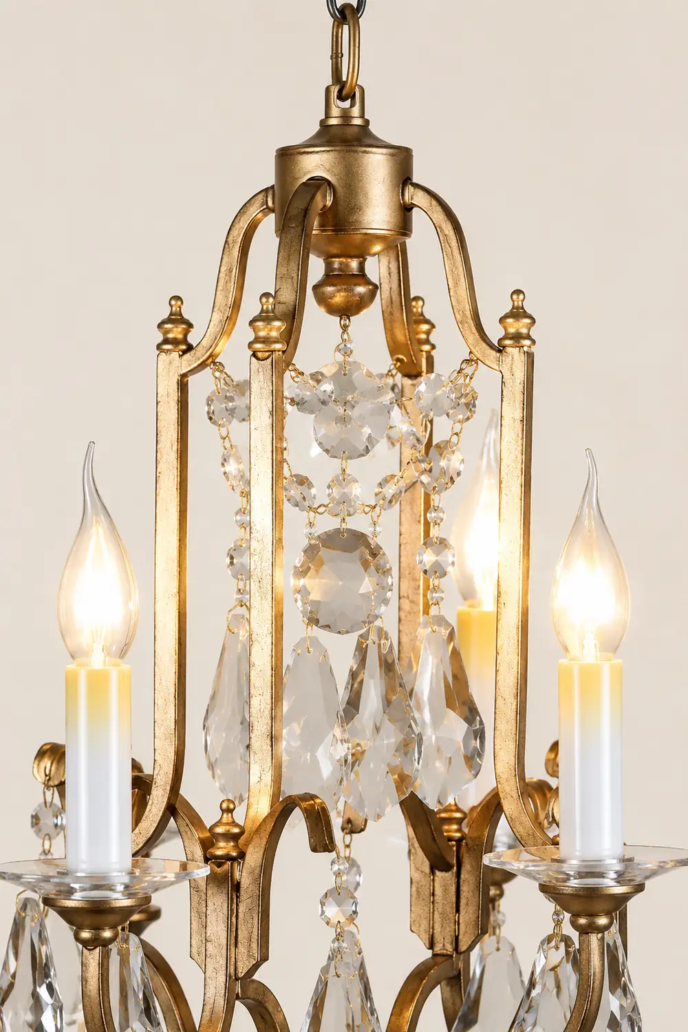 Silva Vintage Luxury Candle Crystal/Metal Chandelier, Gold - Lumpaz