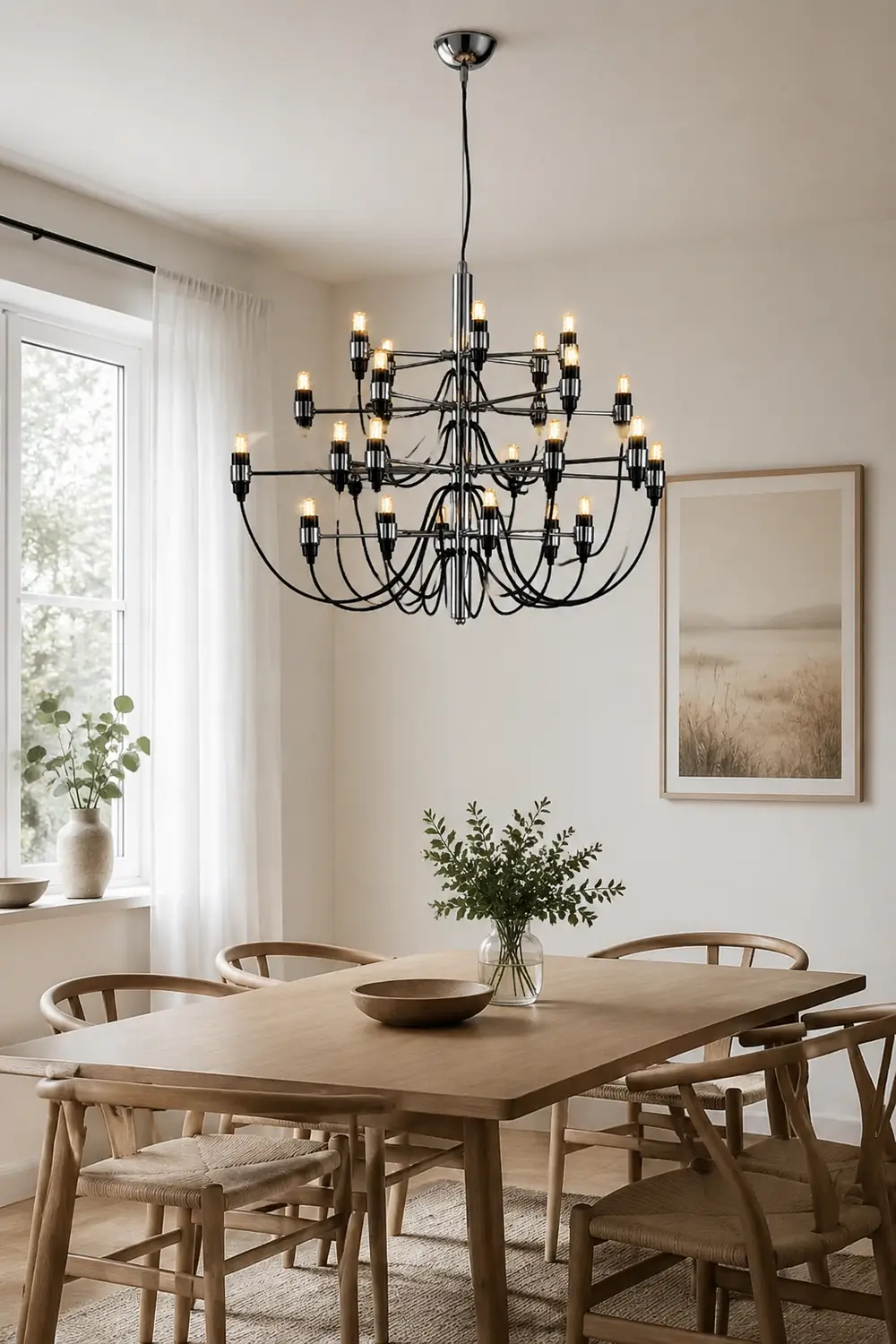 Alessio Retro Linear Metal Chandelier, Black - Lumpaz