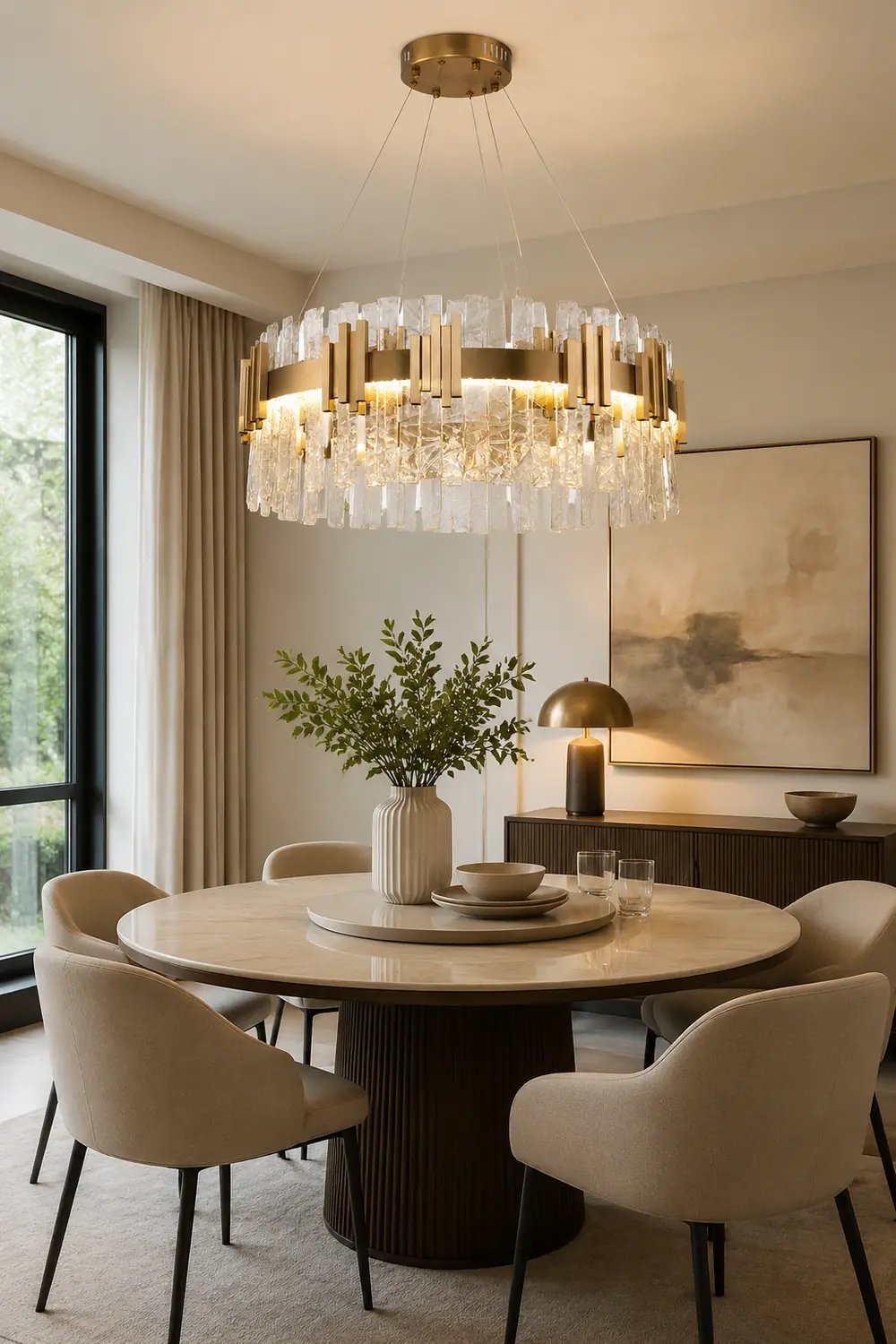 Marilyn Mid Century Iron & Glass Chandelier Circle - Lumpaz
