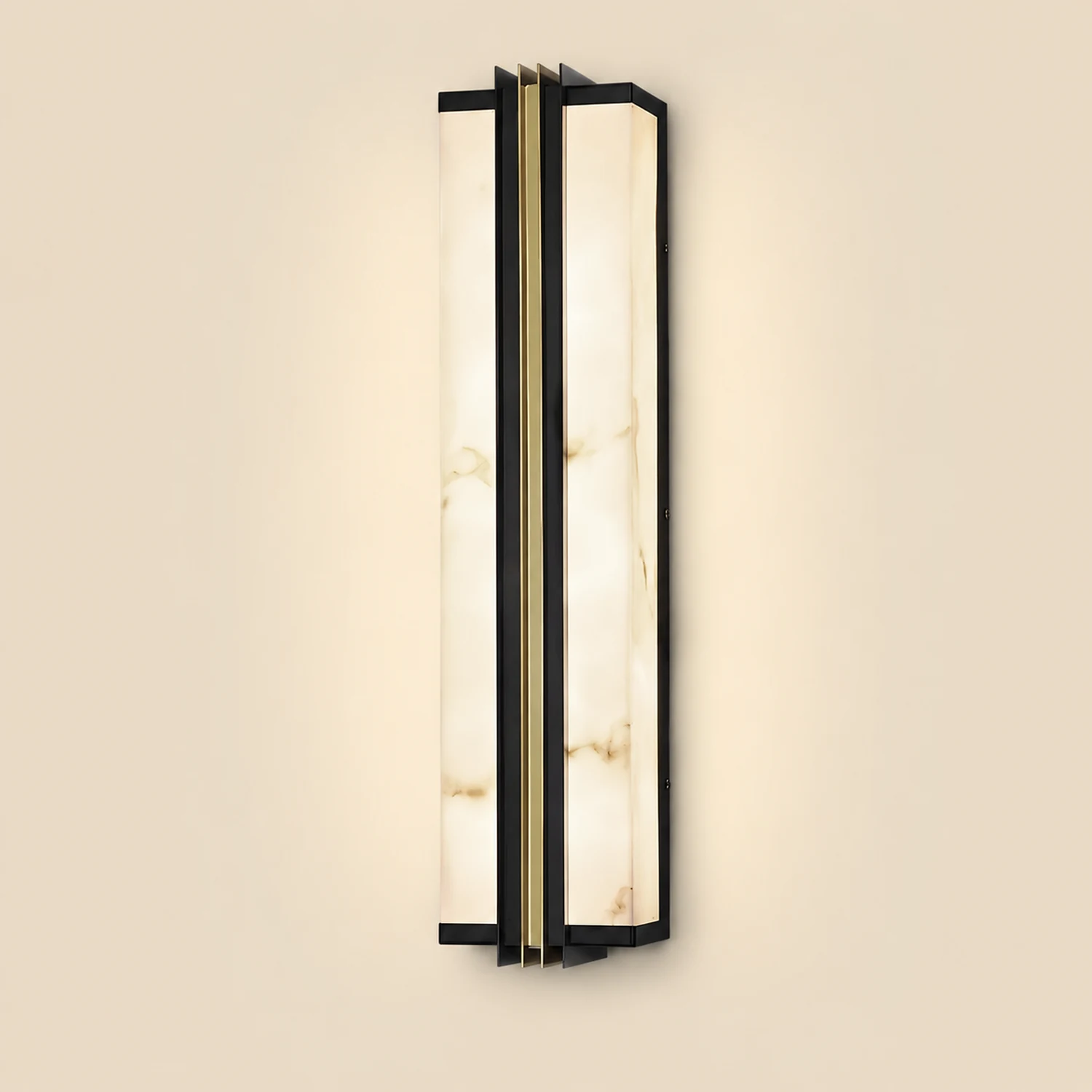Modern Black LED Indoor/Outdoor Wall Lights with Resin Marble Shade - Lumpaz