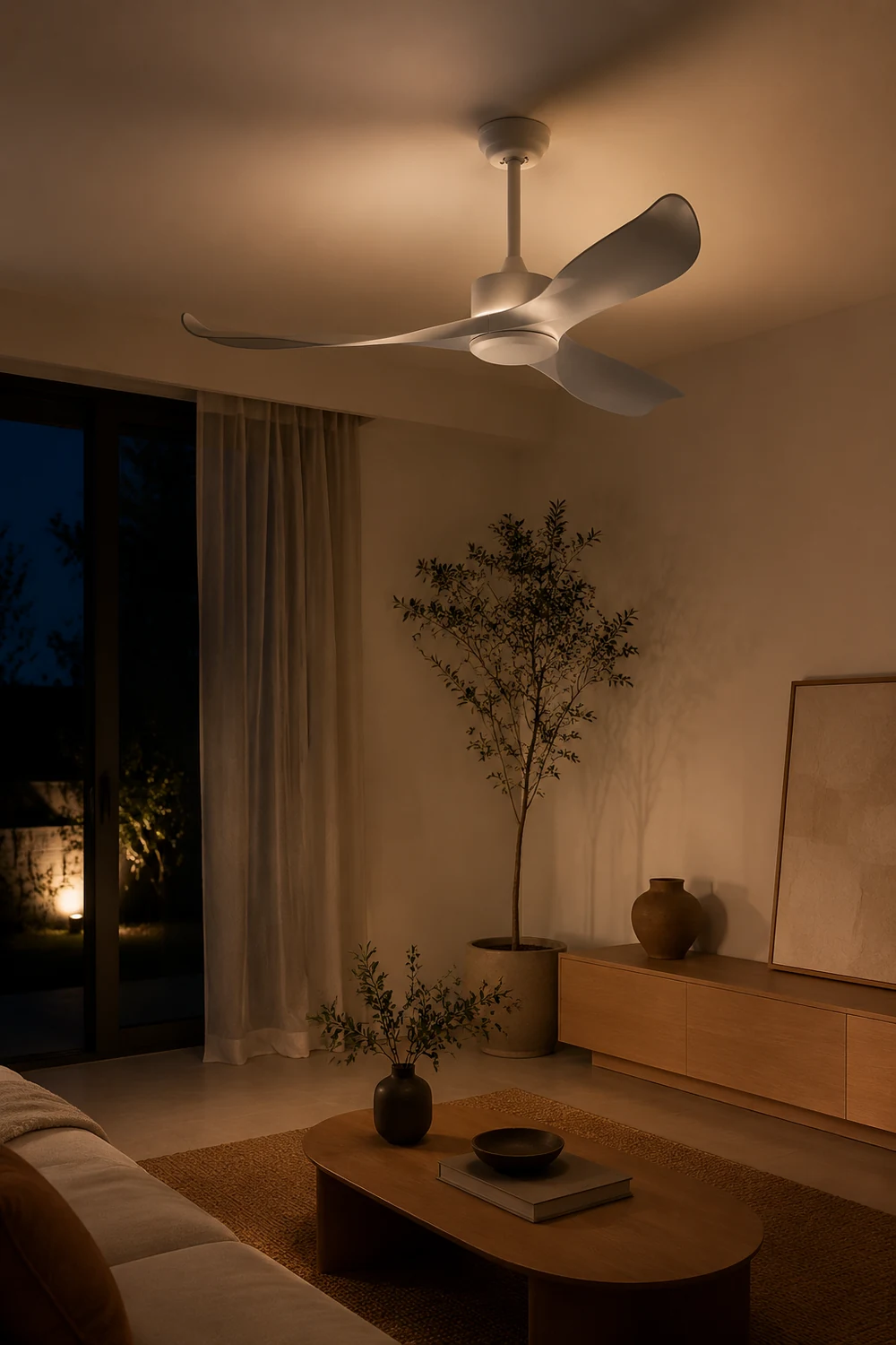 Haydn 3-Blade Modern DC Ceiling Fan, Black & White, 42''/52'' - Lumpaz
