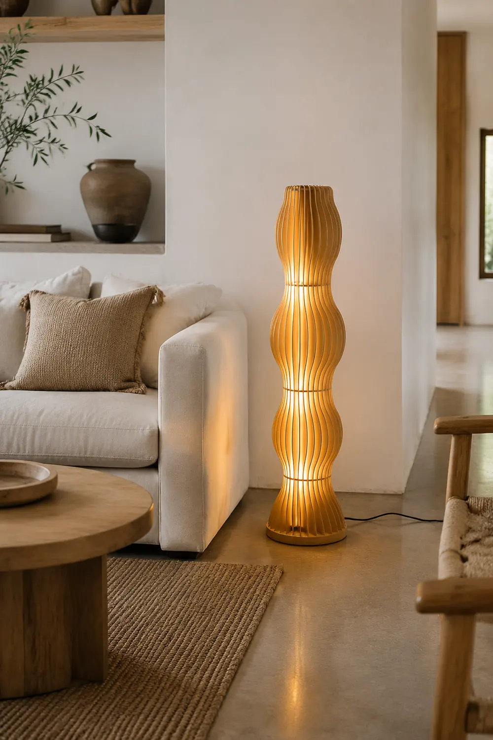 Ozawa Floor Lamp Unique Modern, Wooden Creative - Lumpaz