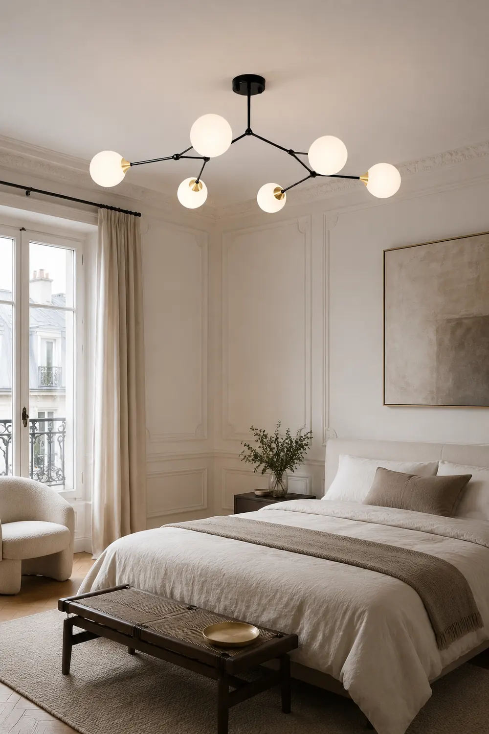 Valentina Modern Glass Bubble Chandelier Bedroom, Black/Gold - Lumpaz