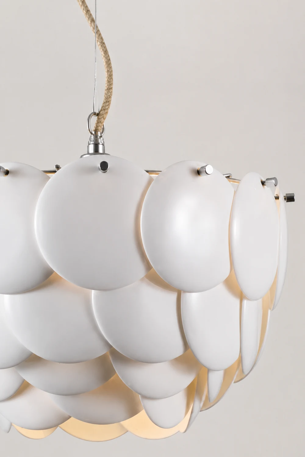 Lottie Wihte Art Deco Chandelier Light Fixture, Ceramic Leaf & Metal - Lumpaz